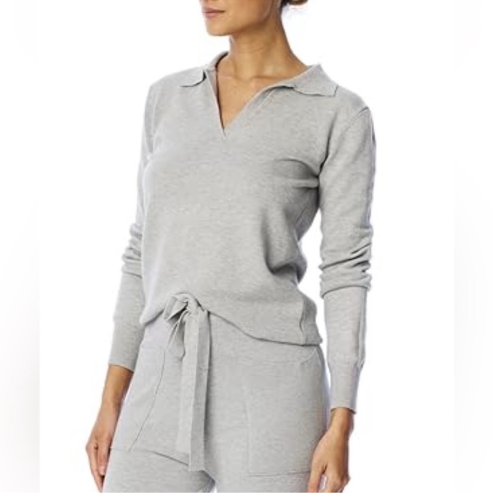 LBLC the Label Callie V-Neck Sweater Size Small Dove Grey Viscose Knit Pullover - Picture 7 of 7